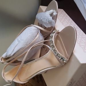 Badgley Mischka satin wedge heels